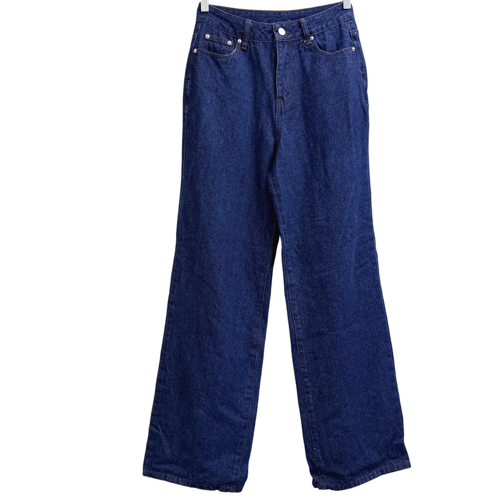 Peppermayo High Rise Wide Leg Jeans Dark Wash Blue Size US 2 XS 100% Cotton